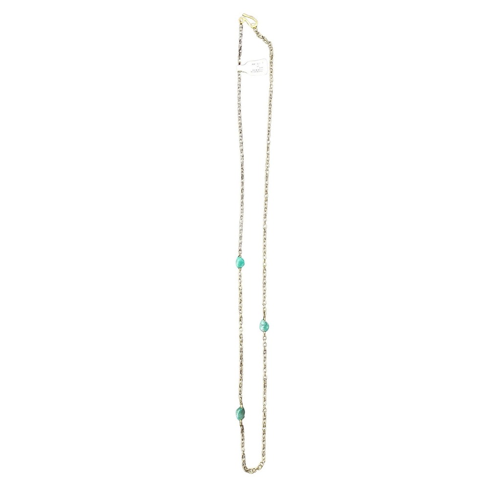 Johnny Was JWN14 Emilie Shapiro Turquoise By The Yard Necklace Goldtone